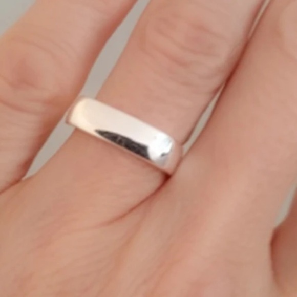 Sliver 925 Sterling Silver Square Circle Ring Size 7 - Picture 10 of 11